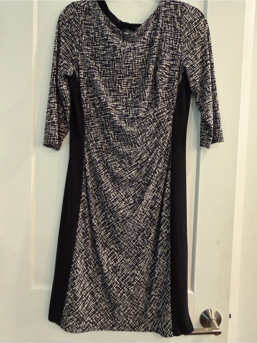 Lauren Ralph Lauren Black and White Patterned Sheath Dress size 12